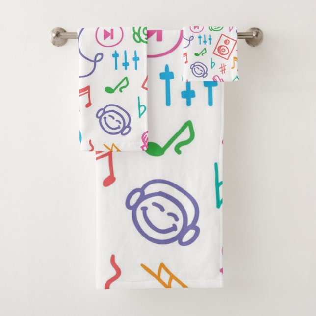 Music pattern bath towel set (Insitu)