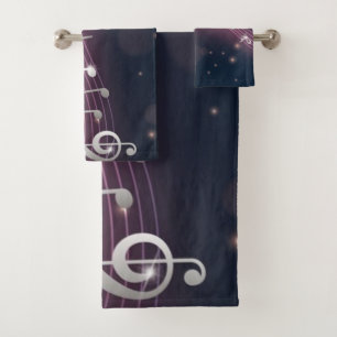 Music pattern bath towel set