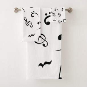 Music pattern bath towel set