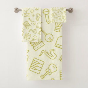 Music pattern bath towel set