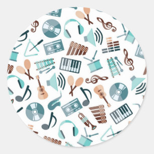 Music pattern classic round sticker