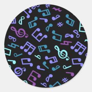 Music pattern classic round sticker
