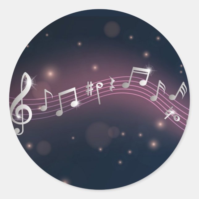 Music pattern classic round sticker (Front)