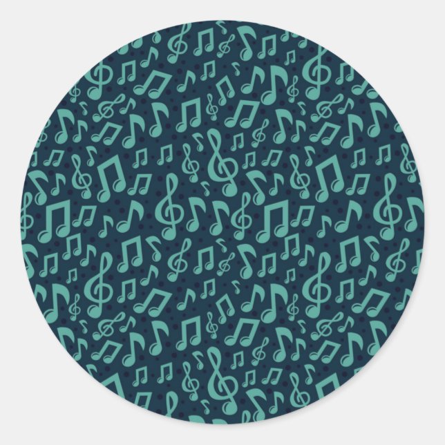 Music pattern classic round sticker (Front)