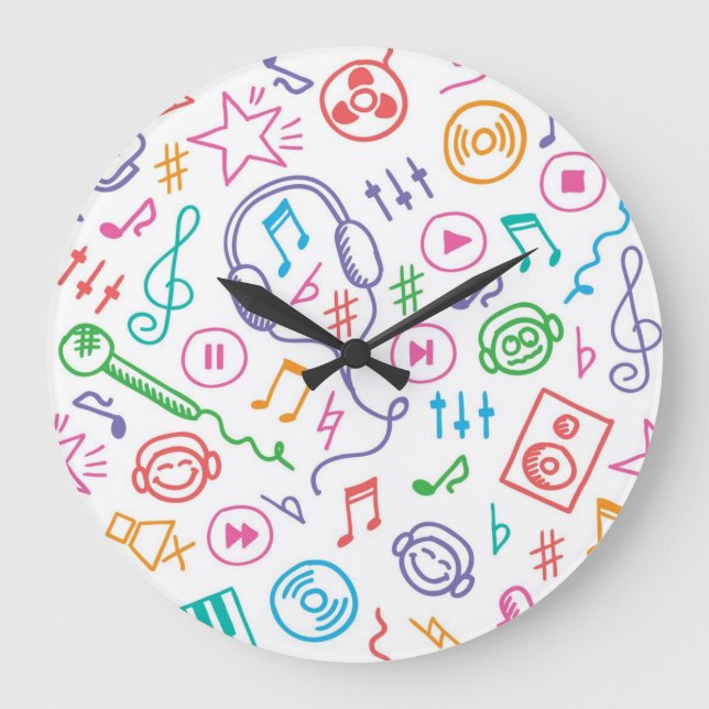 Music pattern large clock (Front)