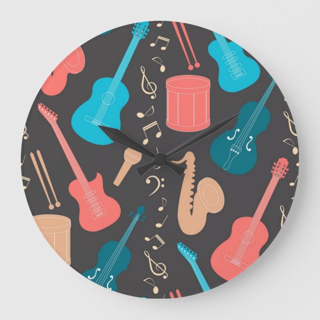 Music pattern large clock (Front)