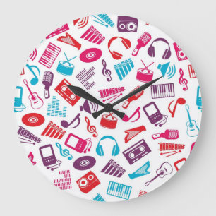 Music pattern large clock