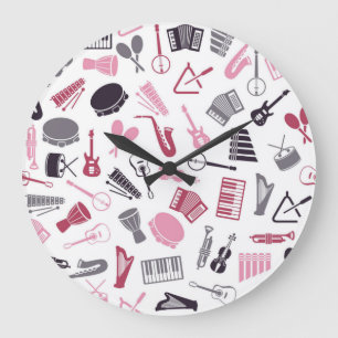 Music pattern large clock
