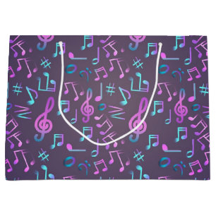Music pattern large gift bag