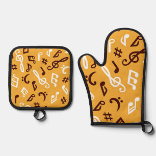 Music pattern oven mitt & pot holder set