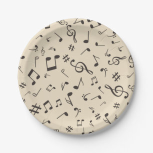 Music pattern paper plate
