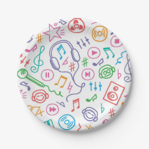 Music pattern paper plate