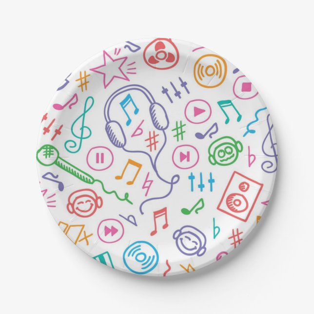 Music pattern paper plate (Front)