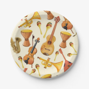 Music pattern paper plate