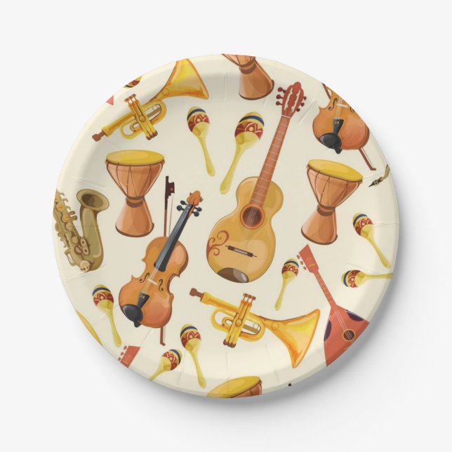 Music pattern paper plate (Front)