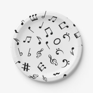 Music pattern paper plate
