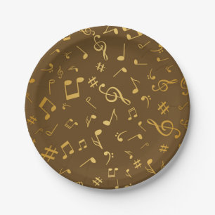Music pattern paper plate