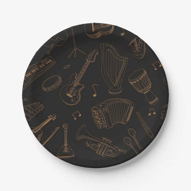 Music pattern paper plate (Front)