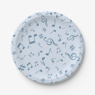 Music pattern paper plate