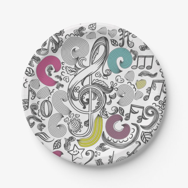 Music pattern paper plate (Front)
