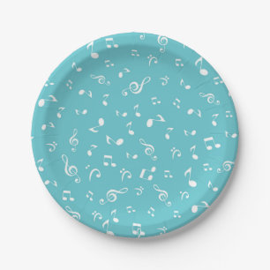 Music pattern paper plate