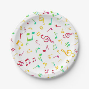 Music pattern paper plate