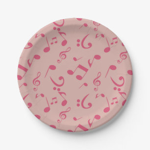 Music pattern paper plate