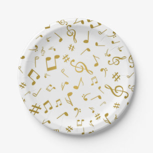 Music pattern paper plate