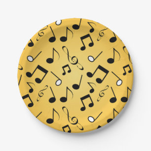 Music pattern paper plate