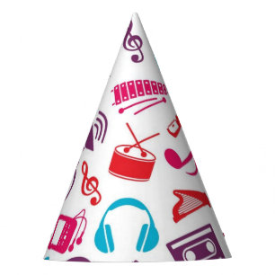 Music pattern party hat