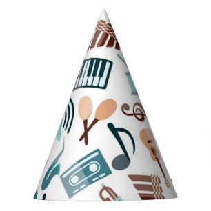 Music pattern party hat
