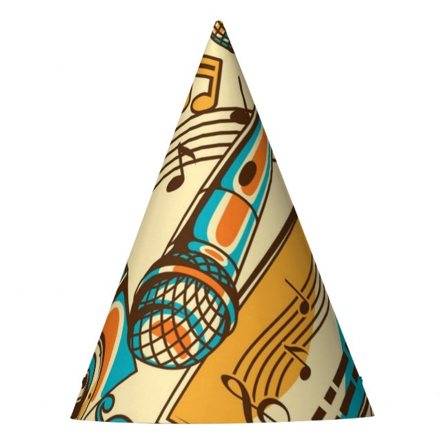 Music pattern party hat (Front)