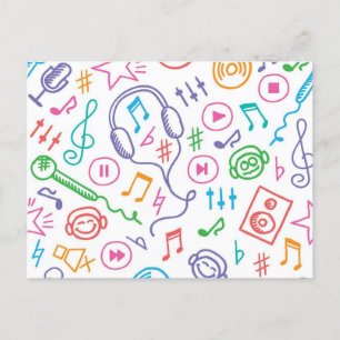 Music pattern postcard
