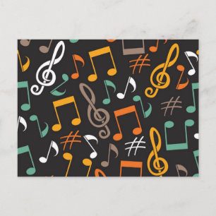 Music pattern postcard