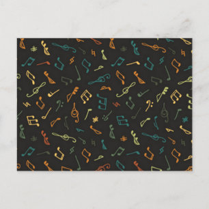 Music pattern postcard