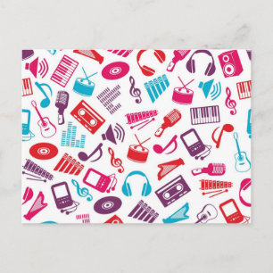 Music pattern postcard