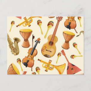 Music pattern postcard