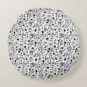 Music pattern round cushion