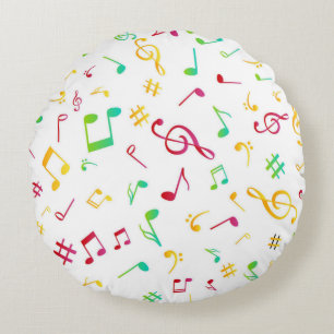 Music pattern round cushion