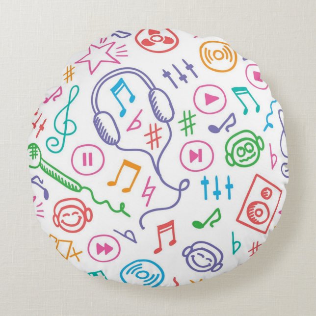 Music pattern round cushion (Front)