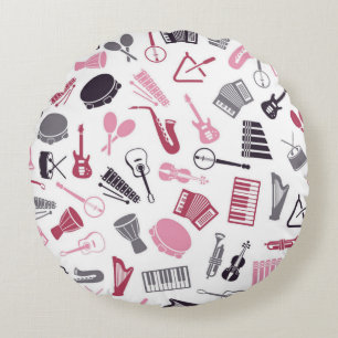 Music pattern round cushion
