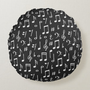 Music pattern round cushion