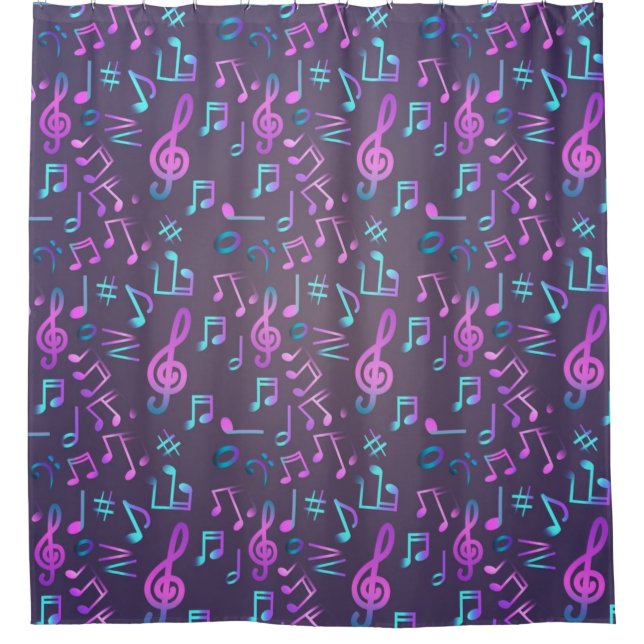 Music pattern shower curtain (Front)