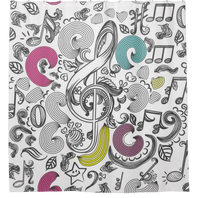 Music pattern shower curtain (Front)