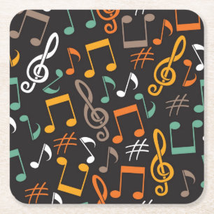 Music pattern square paper coaster
