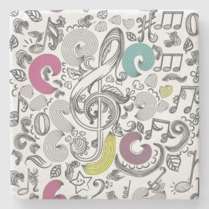 Music pattern stone coaster