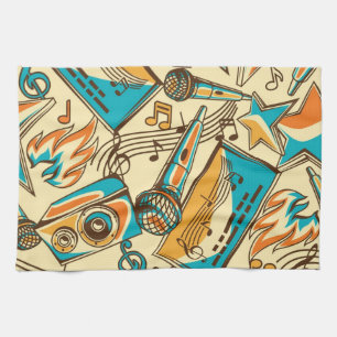Music pattern tea towel
