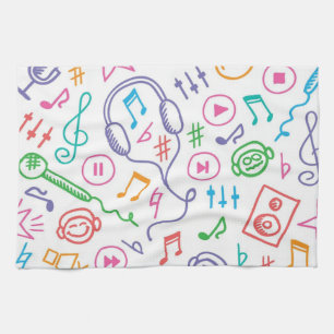 Music pattern tea towel