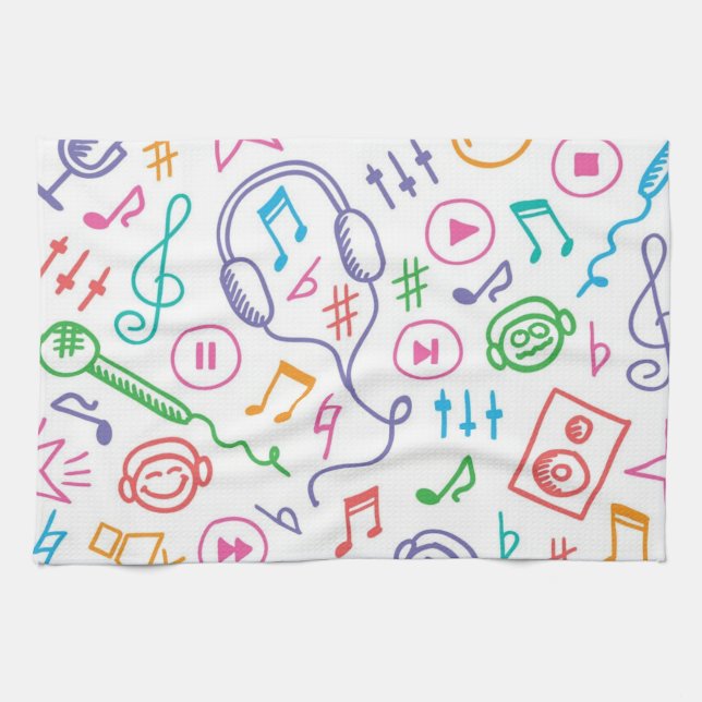 Music pattern tea towel (Horizontal)