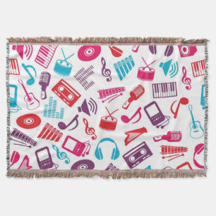Music pattern throw blanket